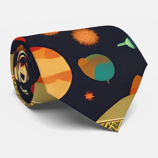 Retropatroon van Space Penguins Stropdas (Opgerold)