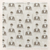 Retropatroon voor man glazen onderzetter (Voorkant)