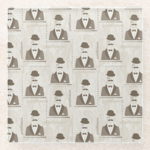 Retropatroon voor man glazen onderzetter