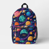 Retroplaneten met monogram bedrukte rugzak (Voorkant)