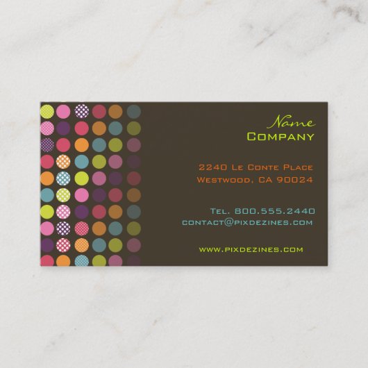 Retropolka-punten, donker grafiet visitekaartje (Voorkant)