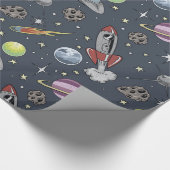 Retroraketten Cadeaupapier (Hoek)