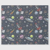 Retroraketten Cadeaupapier (Vlak)