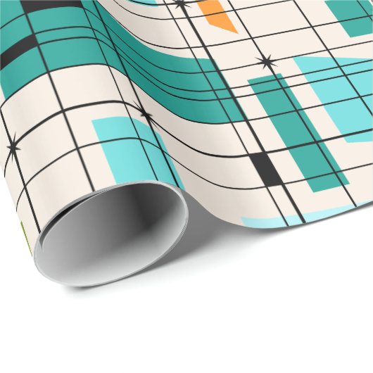 Retroraster en Starbursts Verpakkingspapier Cadeaupapier (Rol Hoek)