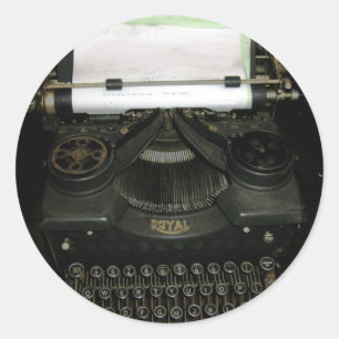  retrorefmachine, schrijfmachine ronde sticker