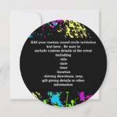 Retroregenboog van Neon Paint-Spletters op zwart Kaart (Achterkant)