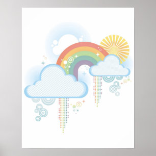 Retroregenboogstraal Poster 16 inch bij 20 inch