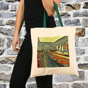 Retrorestaurant, interieur van een retro wegrestau tote bag