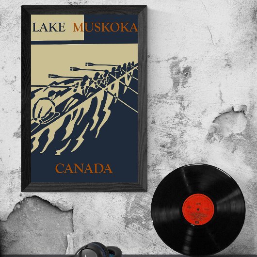 -retroroeiwatersport in het Muskoka-meer Poster