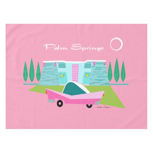 Retrororororoze palmspuitbus tafelkleed (Voorkant (Horizontaal))