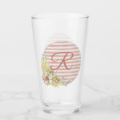 Retrororoze blokstrip Drink monogram ontwerp Glas (Voorkant)