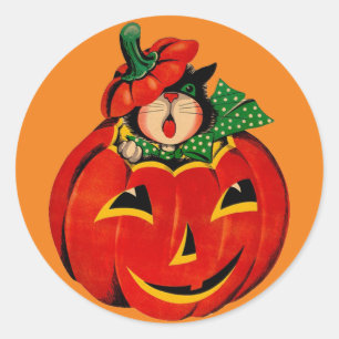 Rétros autocollants de Halloween de chat noir