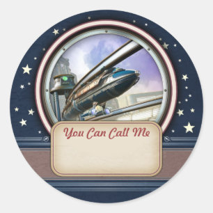 Rétros autocollants futuristes d'étiquette de no