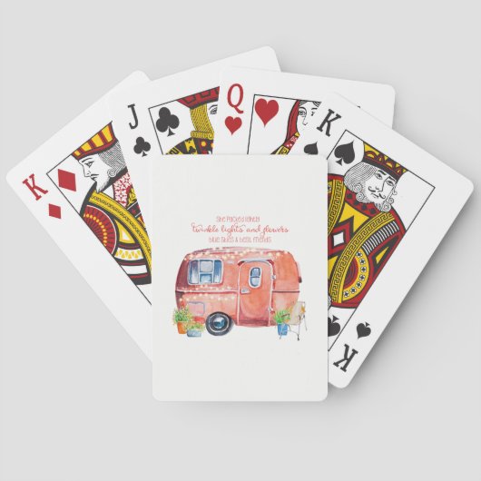 Rétros cartes de jeu d'aquarelle de caravane de (dos)