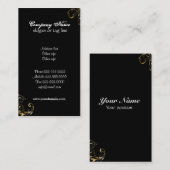 Rétros cartes de visite élégants noirs (Devant / Derrière)