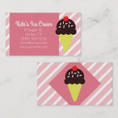 Rétros cartes de visite rayés roses de magasin de (Devant / Derrière)