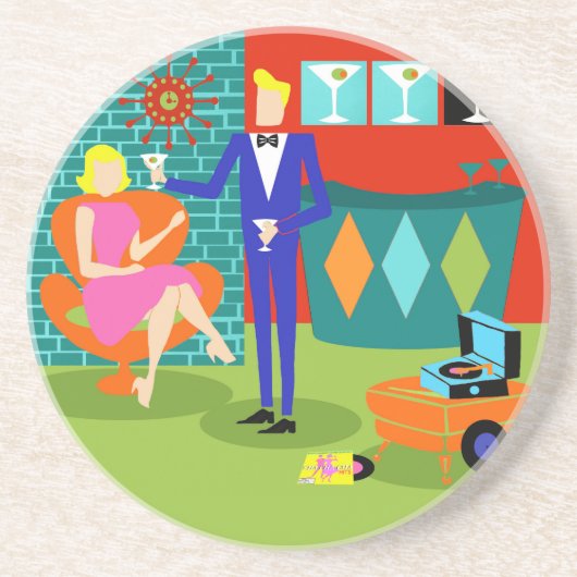 Rétros dessous de verre de grès de couples de (Devant)