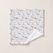 Rétros Flamants roses sur les rayures en bon état (Gant de toilette)