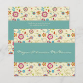 Rétros fleurs · Teal · Carte de remerciements (Devant / Derrière)