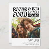 Retro's Funny 70's Groovy Foto Bruiloft Save The Date (Voorkant / Achterkant)