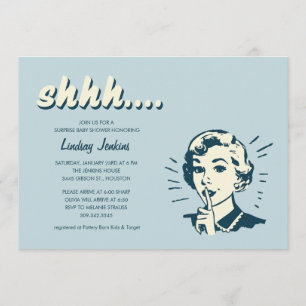 Rétros invitations de baby shower de surprise
