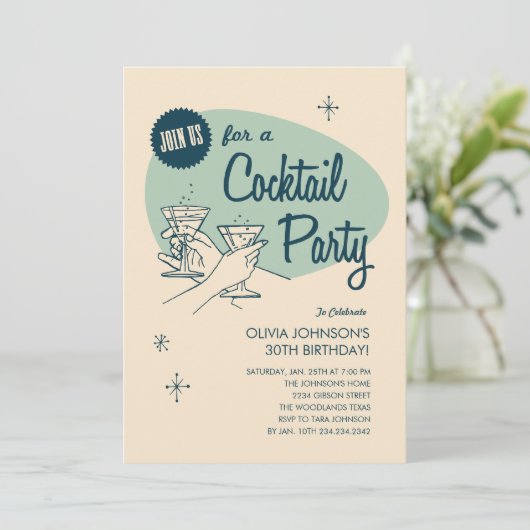 Rétros invitations de cocktail (Debout devant)