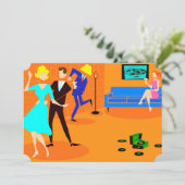 Rétros invitations de cocktail de bande dessinée (Debout devant)