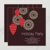 Rétros invitations de fête de vacances d'ornements (Devant / Derrière)