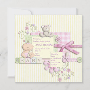Rétros invitations de fille de baby shower d'album