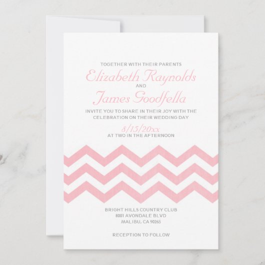 Rétros invitations de mariage de zigzag de Chevron (Devant)