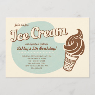 Rétros invitations de partie de crème glacée