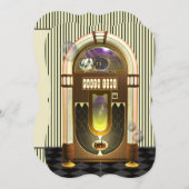 Rétros invitations de partie de juke-box (Devant / Derrière)