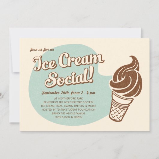 Rétros invitations de Social de crème glacée de (Devant)