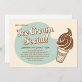 Rétros invitations de Social de crème glacée de (Devant / Derrière)