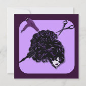 Rétros invitations pourpres de coutume de coiffeur (Dos)