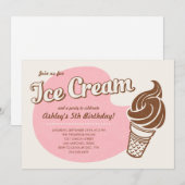 Rétros invitations roses de fête d'anniversaire de (Devant / Derrière)