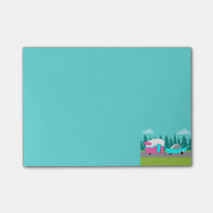 Rétros notes de post-it de campeur/remorque et de
