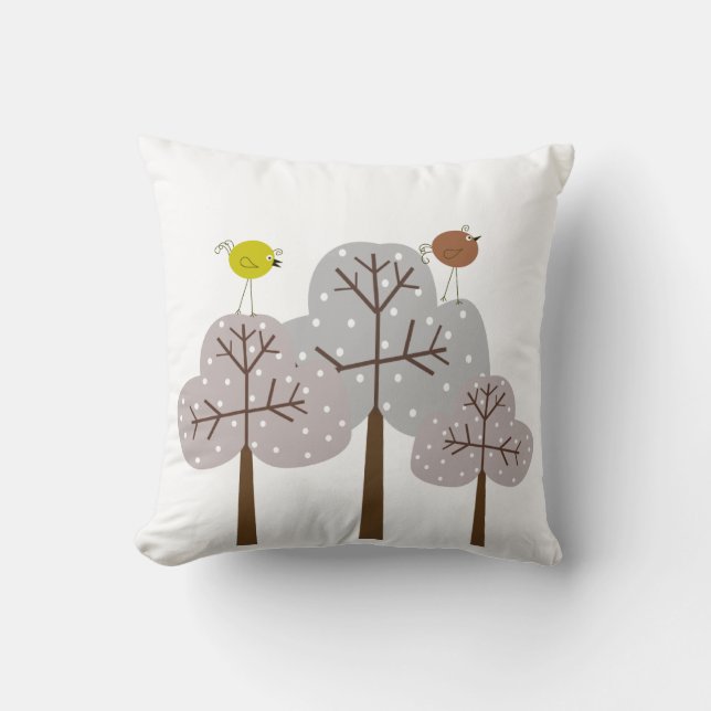 Rétros oiseaux et coussin décoratif d'arbres (Recto)