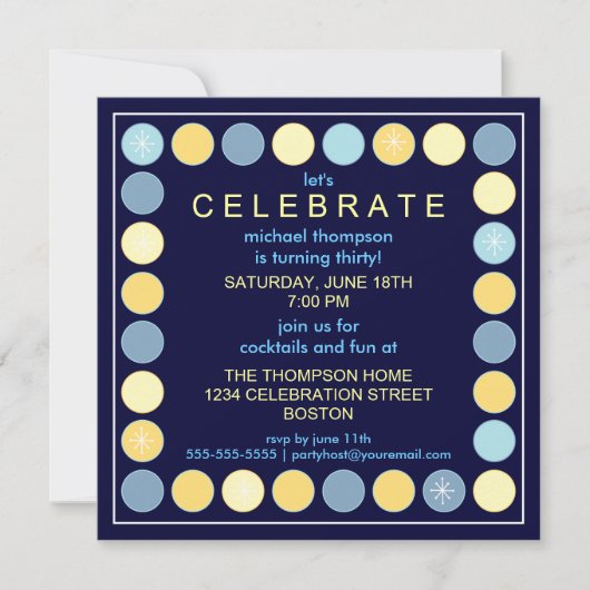 Rétros points et invitation de fête d'anniversaire (Devant)