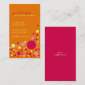 "Rétros points" oranges et carte de visite rose de (Devant / Derrière)