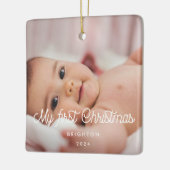 Retroscript Mijn eerste kerstfoto baby Keramisch Ornament (Links)