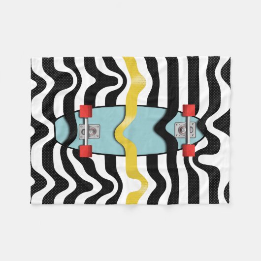 Retroskateboard Fleece Deken (Voorkant (Horizontaal))