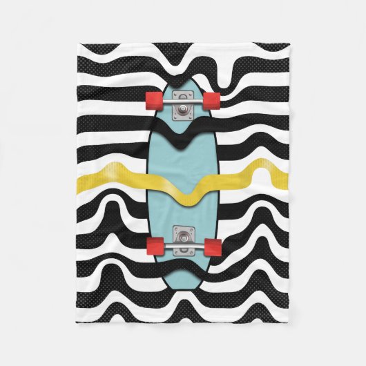 Retroskateboard Fleece Deken (Voorkant)