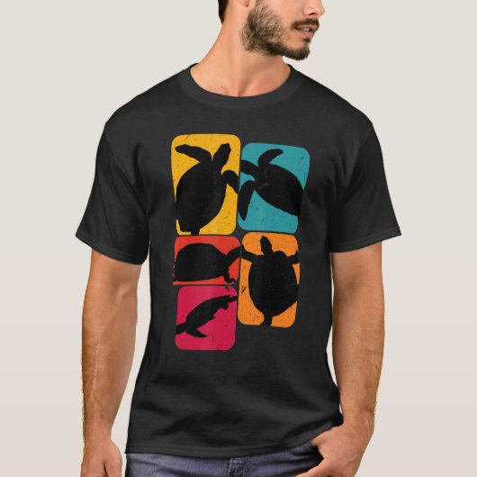 Retrospectief ontwerp voor schildpadden t-shirt (Voorkant)