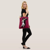 Retrostijl Burgundy Tango Dancers Canvas tas (Op model)