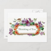 Retrostijl denken aan  Floral Violets Briefkaart (Voorkant / Achterkant)