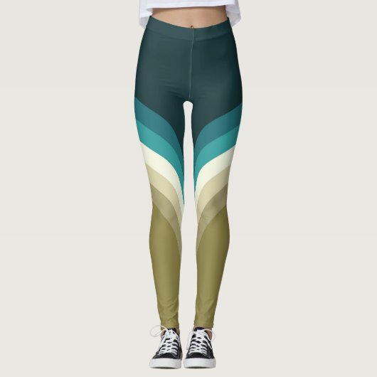 Retrostijl dubbele boogdecoratie leggings (Voorkant)