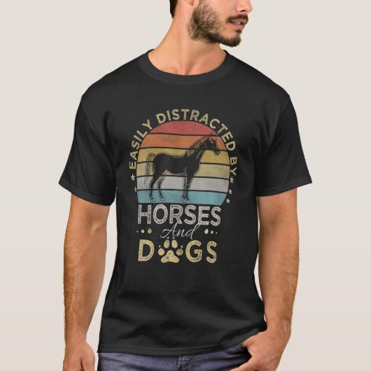 Retrostijl, gemakkelijk verstoord door paarden en  t-shirt (Voorkant)
