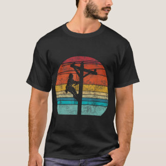 Retrostijl Lineman Cell Tower Line Worker T-shirt