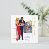 Retrostijl met uitnodiging van de Birthday Cake Pa (Staand voorkant)